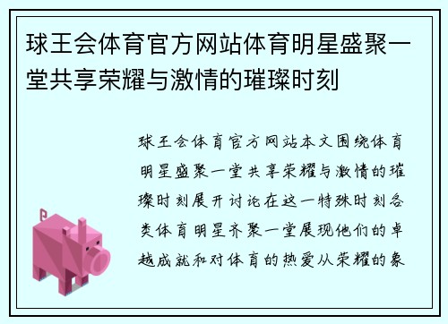 球王会体育官方网站体育明星盛聚一堂共享荣耀与激情的璀璨时刻
